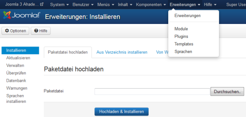 Joomla Erweiterung installieren