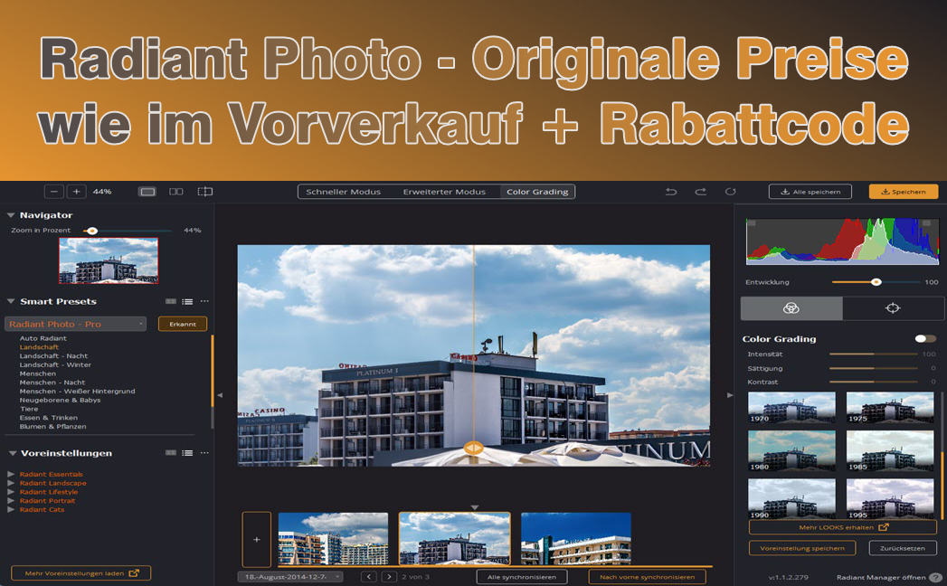 Originale Preise für Radiant Photo wie im Vorverkauf