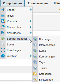 Seminar Manager - Komponente Menü