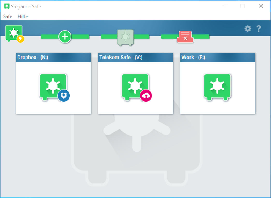 Steganos Daten-Safe Programmfenster