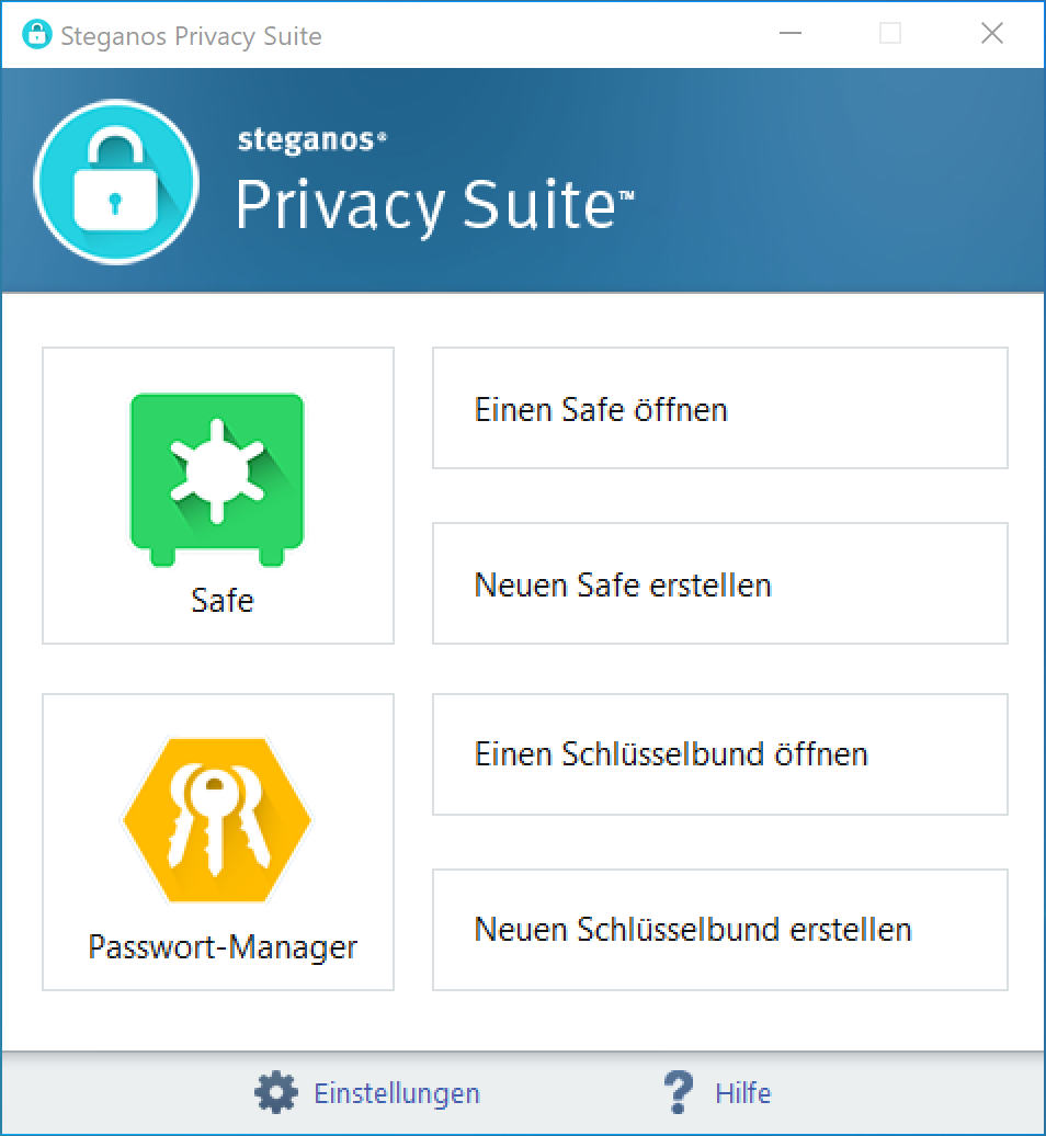 Steganos Privacy Suite Startfenster