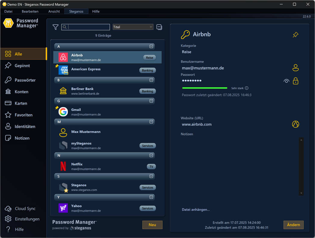Steganos Passwortmanager