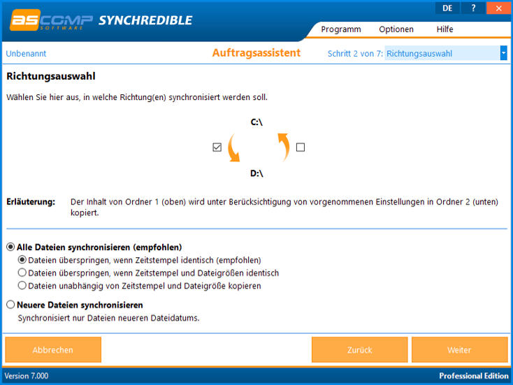 synchredible-richtungsauswahl