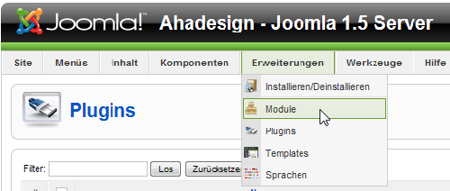 Backend Menü Erweiterungen Module