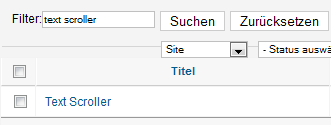 Text Scroller - Suchfilter