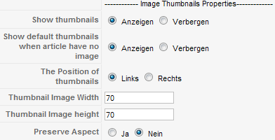 Thumbnail Einstellungen