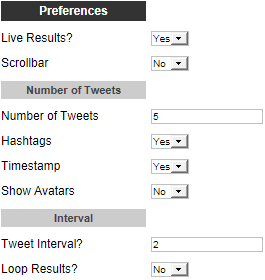 Twitter Widget - Preferences
