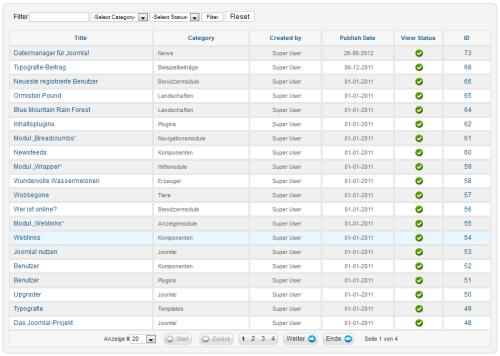 User Article - Komponente - Liste