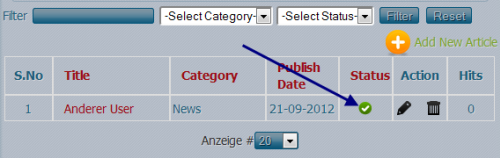 User Article - Artikel veröffentlicht