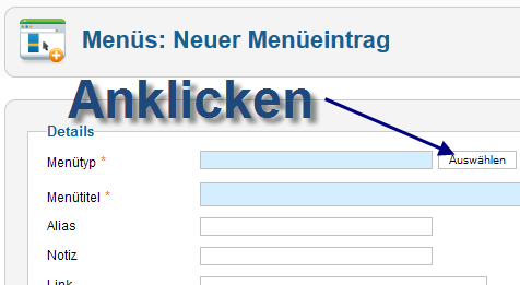 User Article - Neuer Menüeintrag