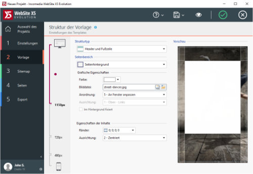 websitex5-evolution-vorlagenstruktur