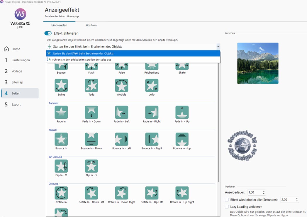Surfen mit visuellen Effekten für professionellen Webauftritt