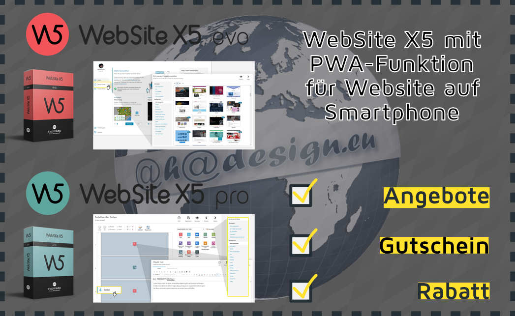 WebSite X5 mit PWA-Funktion für Website auf Smartphone