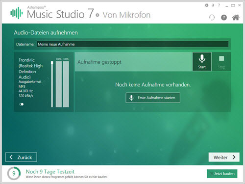 ashampoo-musicstudio7-aufnahmestart