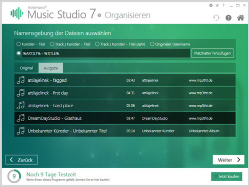 ashampoo-musicstudio7-organisieren-namensgebung