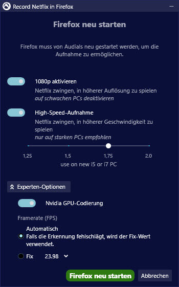 audials2021test-netflix-optionen