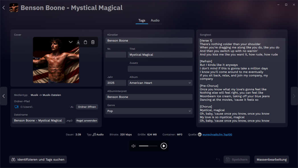 Musikplayer und Musikbrowser sowie Musikmanager und Musikeditor