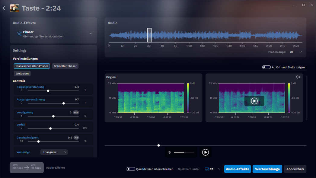 Songs klanglich bearbeiten mit integriertem Equalizer