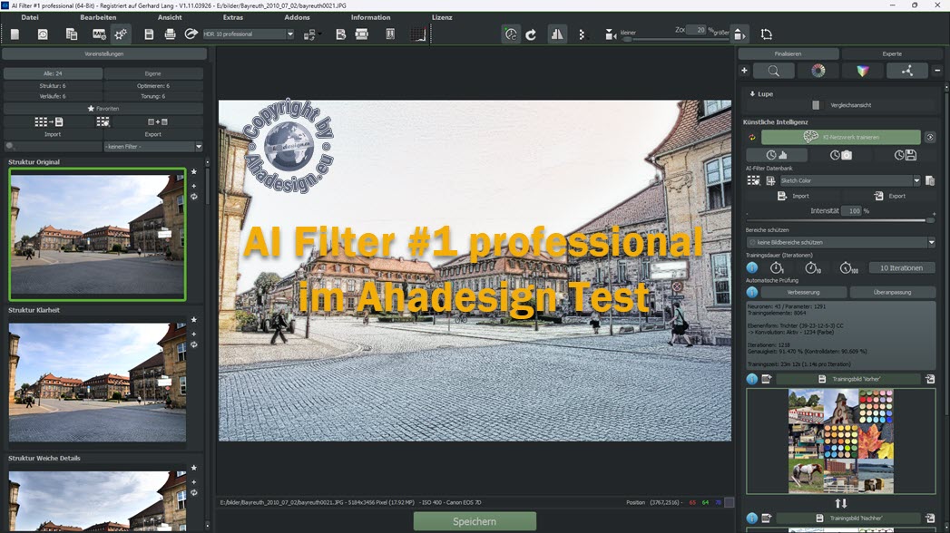 AI Filter #1 professional im Ahadesign Test