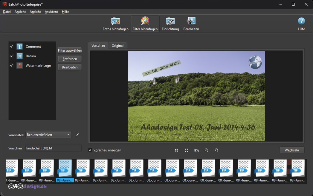 BatchPhoto - Filter - Datum - Kommentar - Wasserzeichenlogo