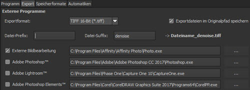 denoiseprojects2pro-einstellungen-export