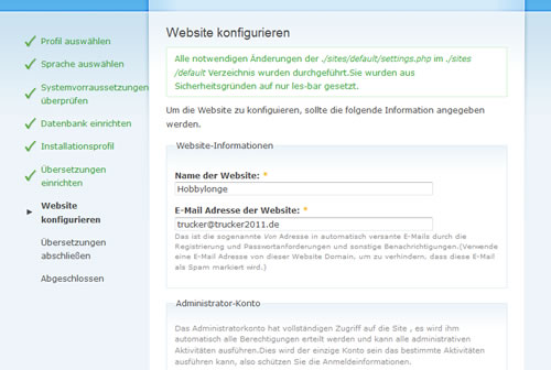 Drupal - Website konfigurieren