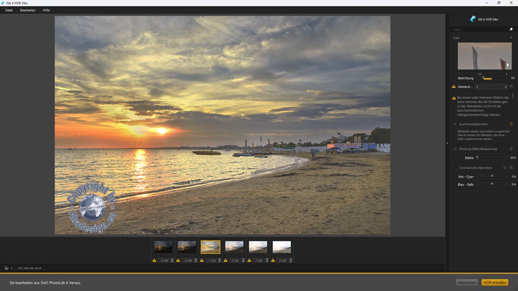 Nik HDR Efex Belichtungsreihe - Warnung
