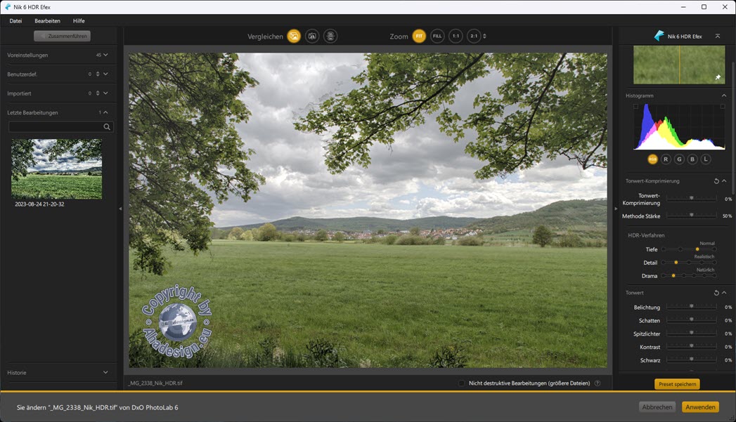 Nik HDR Efex - Belichtungsreihe - Landschaft zusammengefügt