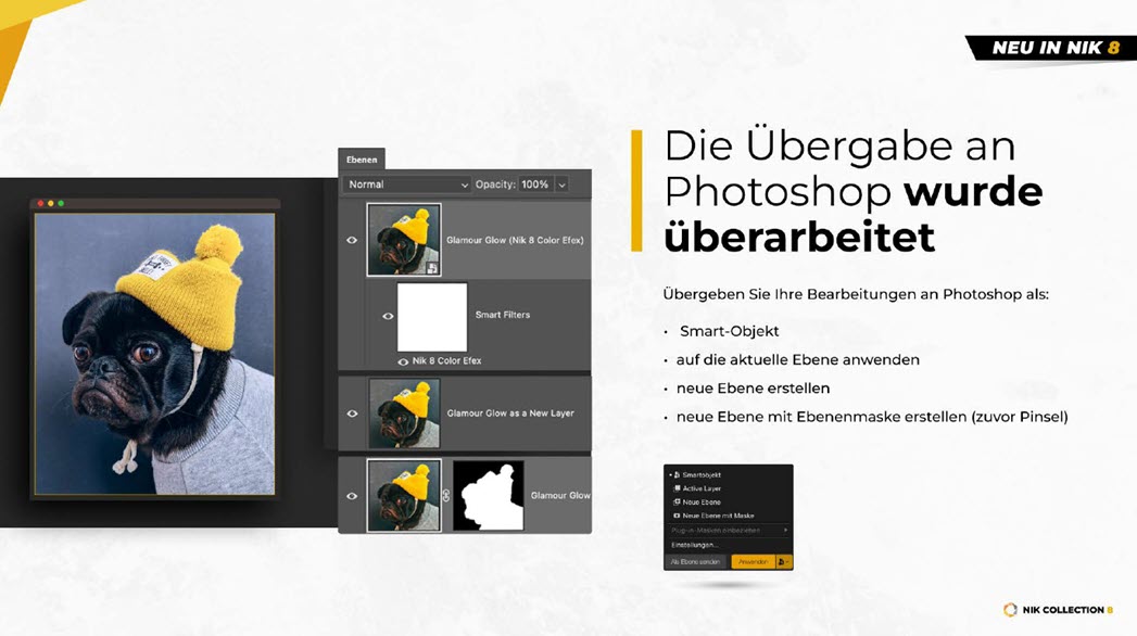 Intuitivere Rückgabe von Bildern aus der Nik Collection 8 an Photoshop