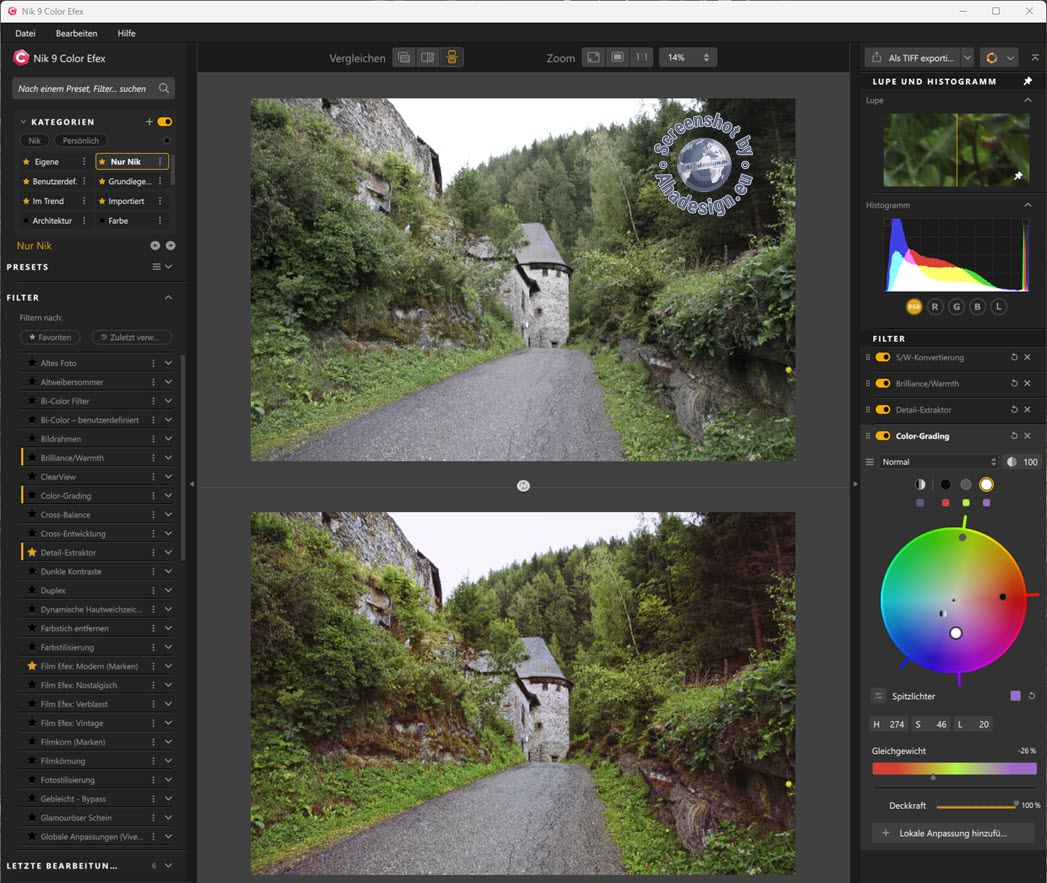Ein einziges Farbrad für umfassendes und unabhängiges Color-Grading