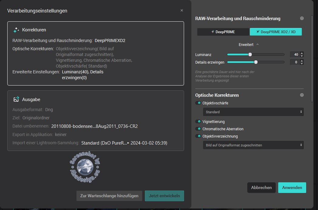 DxO PureRAW 4 - Korrekturen