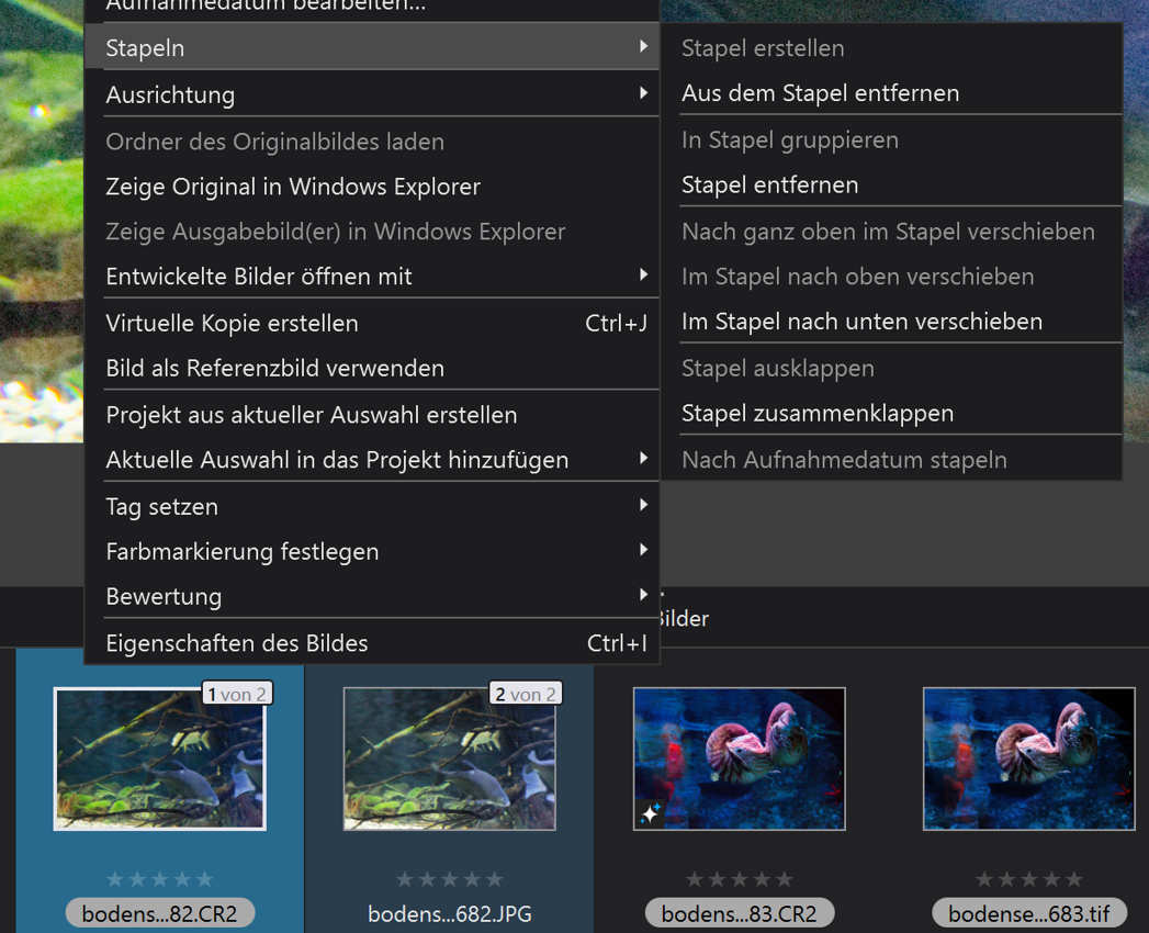 Intelligenterer Arbeitsablauf mit Bilderstapel, Favoriten etc. Intelligenterer Arbeitsablauf mit Bilderstapel, Favoriten etc.