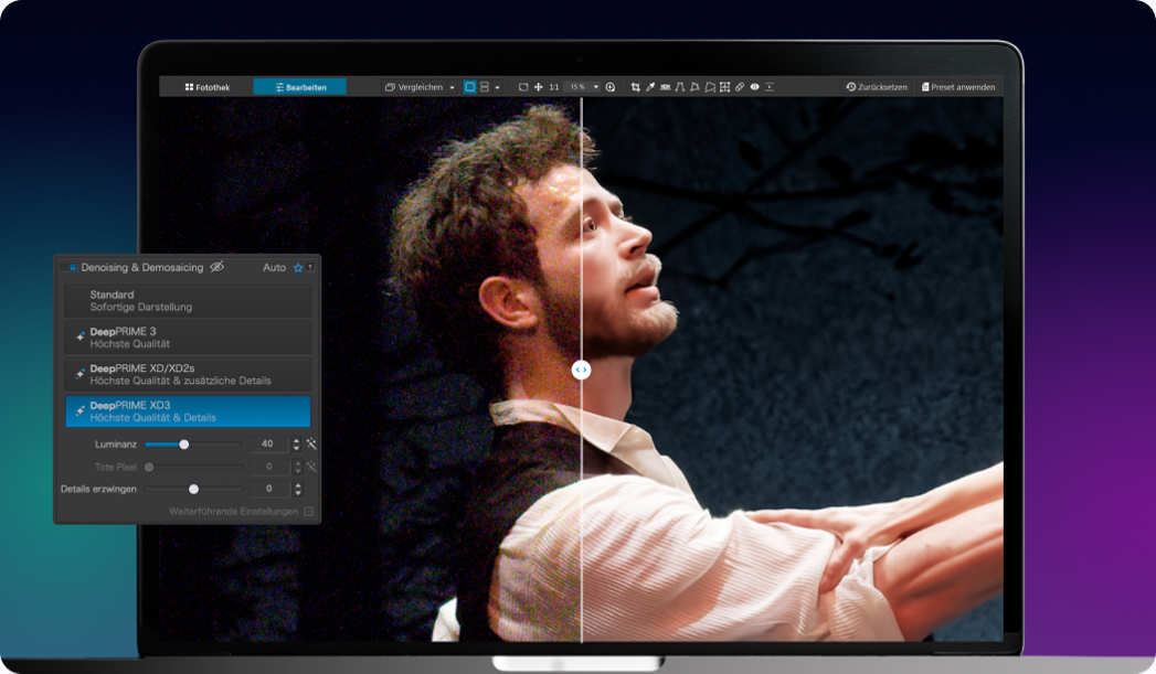 Rauschreduzierungs-Technologie DeepPRIME 3 optimiert Rauschreduzierungs-Technologie DeepPRIME 3 optimiert