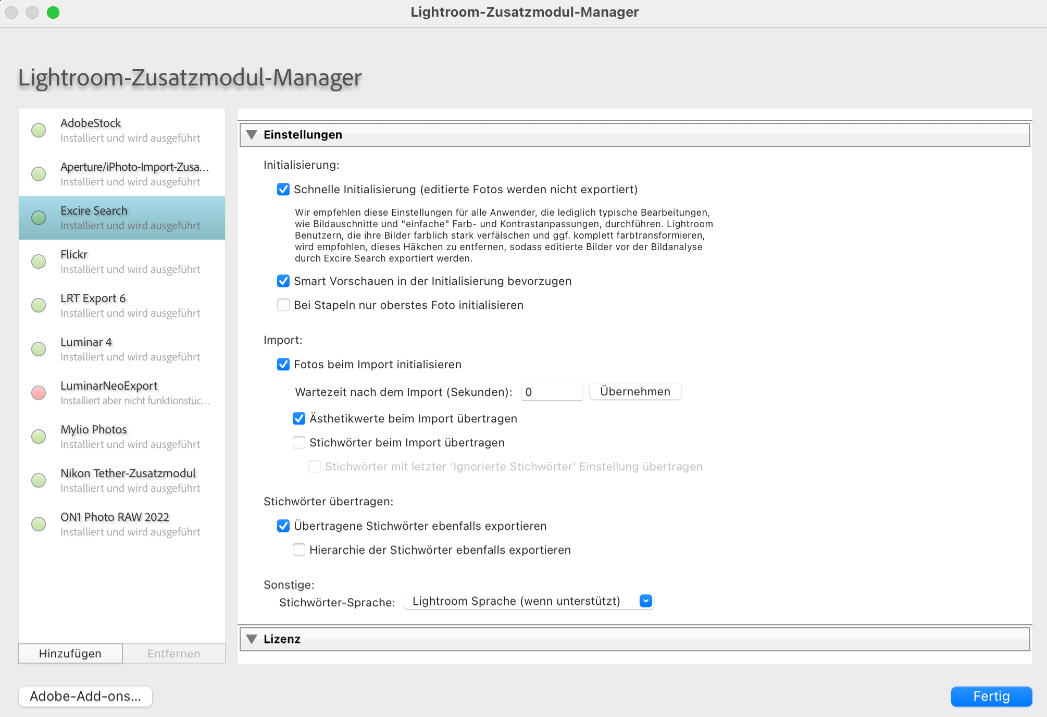 Excire Search 2024 - Zusatzmodulmanager