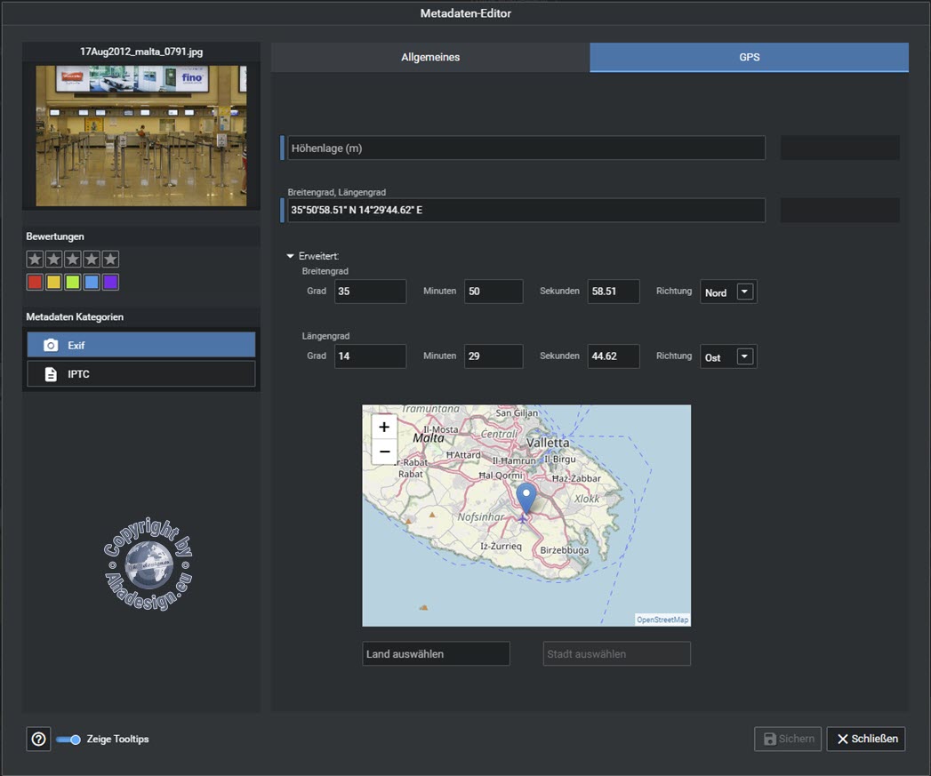 Excire Foto 2024 - Metadaten-Editor - GPS