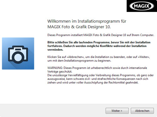 Foto und Grafik Designer 10 - Installationsassistent