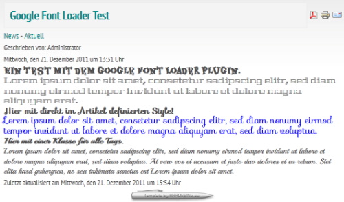 Google Font Loader - Frontpage