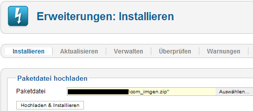 Imgen - Komponente installieren