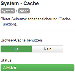 Joomla Cache Plugin Konfiguration