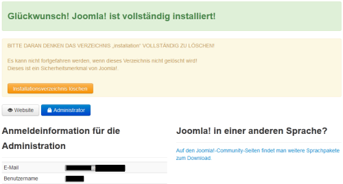 Joomla 3 - fertige Installation