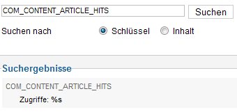 Joomla - Schlüsselsuche