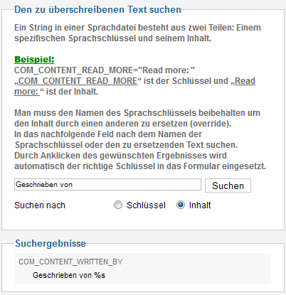 Joomla - Sprache - Textsuche