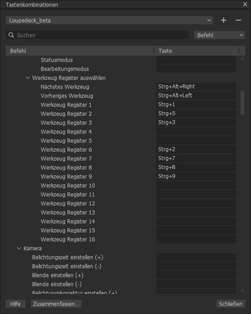 captureone-tastenkombinationen-loupedeckbeta-werkzeugregister