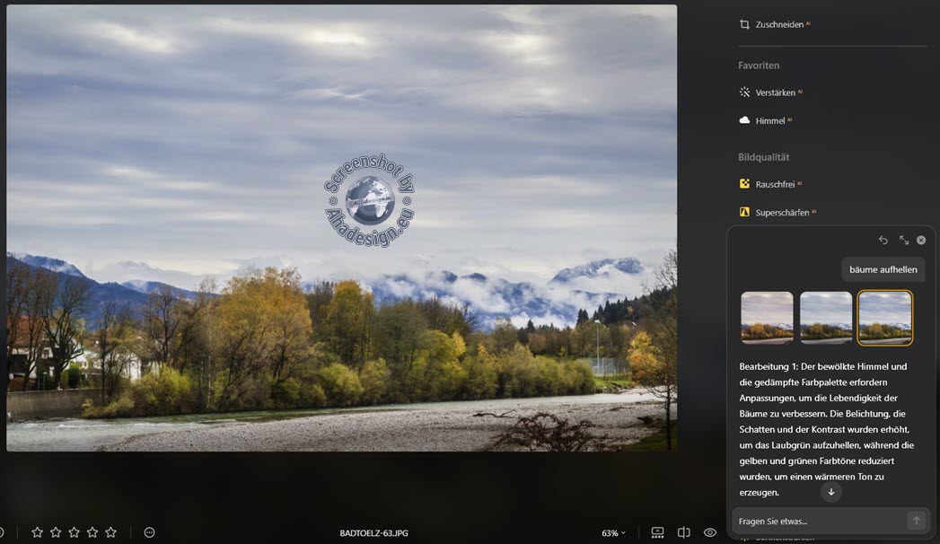 KI-Assistent - Bäume aufhellen