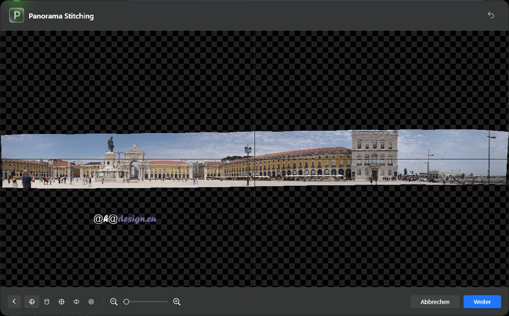 Luminar Neo - Panorama Stitching - Projektionsmethode Leiste