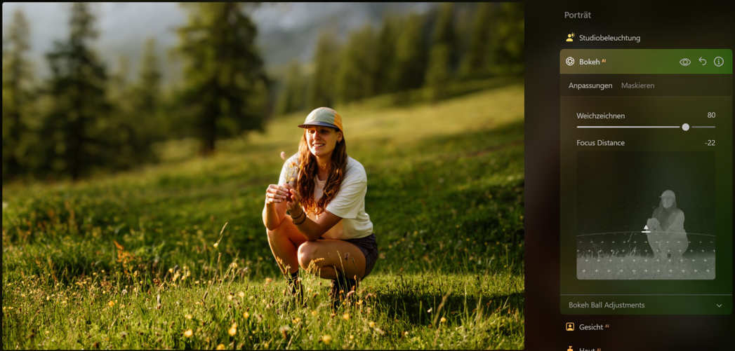 Bokeh AI mit Weichzeichnung und diversen Blendenflecken