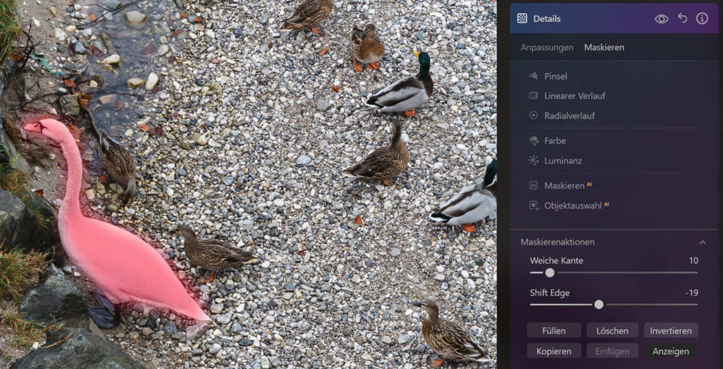 Genauere Steuerung von Masken mit Mask Feather