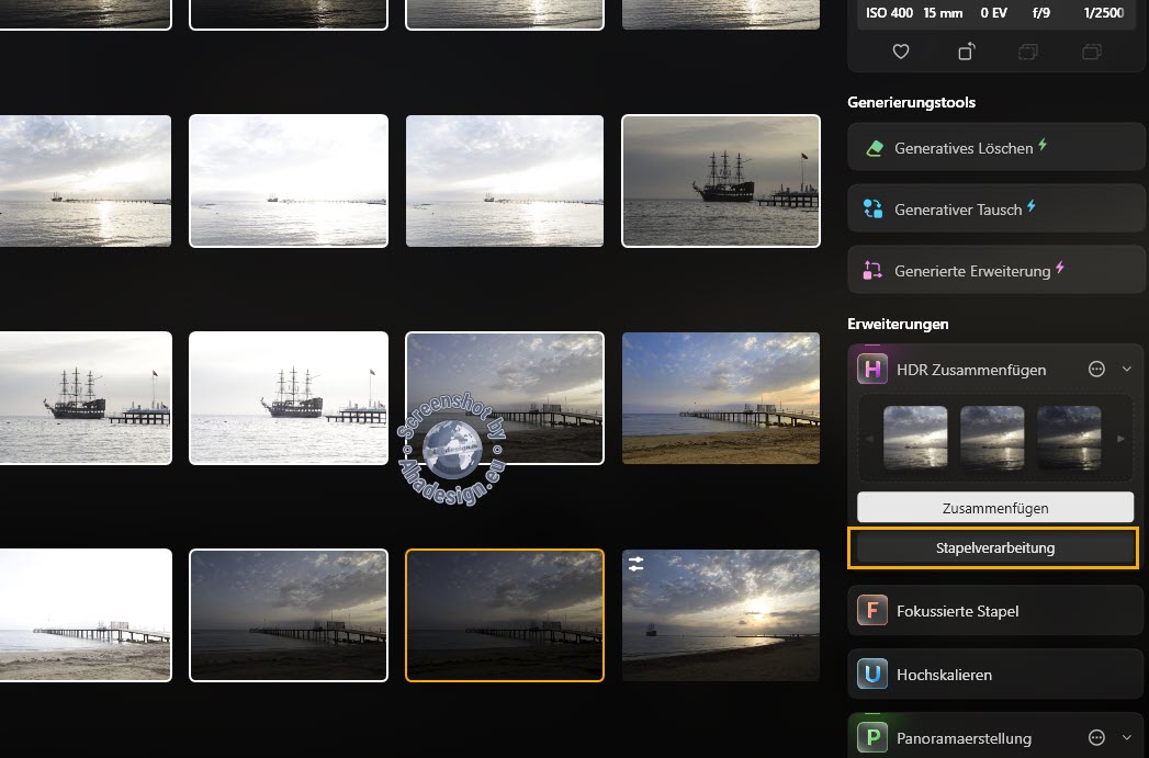 Stapelverarbeitung für HDR Zusammenfügen