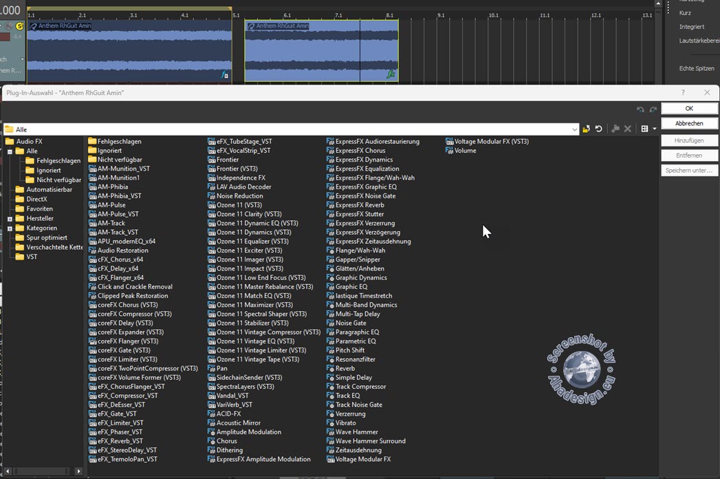 ACID Pro 11 - Plugin-Auswahl