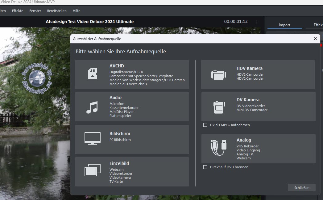 Magix Video Deluxe 2024 - Aufnahmequelle